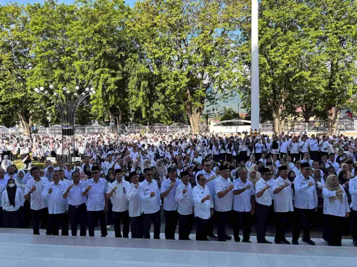 APEL PAGI BERSAMA SELURUH OPD DI KANTOR GUBERNUR PROV. SULTENG DALAM RANGKA PENDANDATANGAN KINERJA 100 HARI KERJA DENGAN GUBERNUR