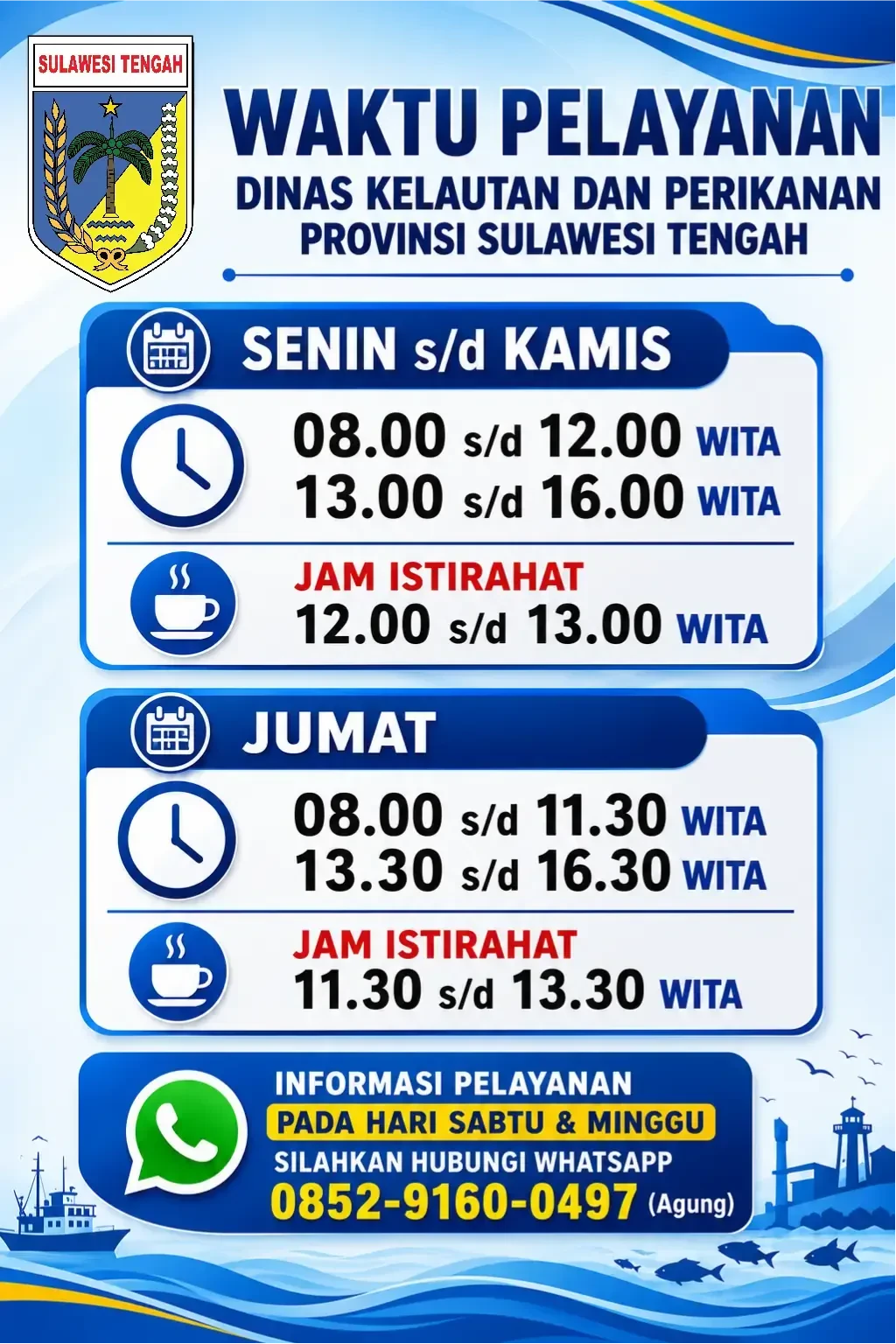 Waktu Pelayanan Dinas Kelautan dan Perikanan Provinsi Sulawesi Tengah